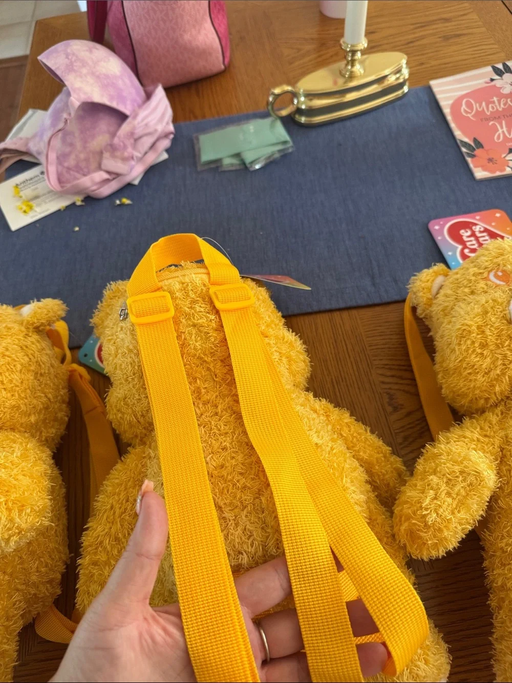 3 Care Bears Sunny Bear Plush Backpack - Bright Yellow Sun Design